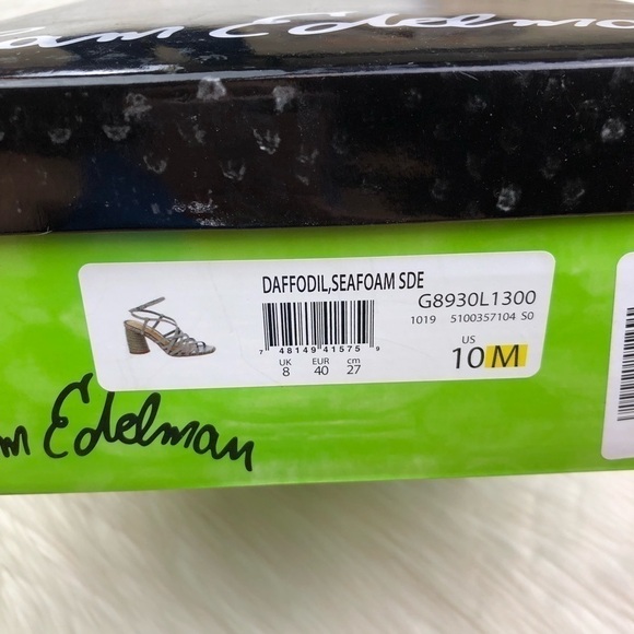 New Sam Edelman Daffodil Sandals in Seafoam Mineral Green Croc Embossed Leather - Picture 12 of 15